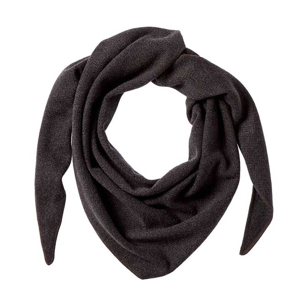 N.Peal Herringbone Cashmere Triangle Scarf, Brown